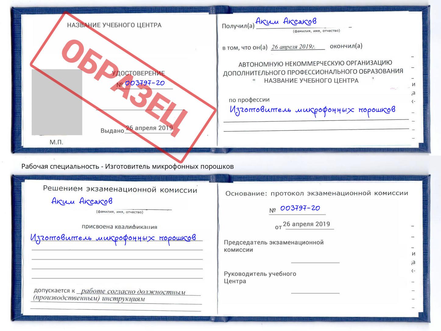 Изготовитель микрофонных порошков Котовск